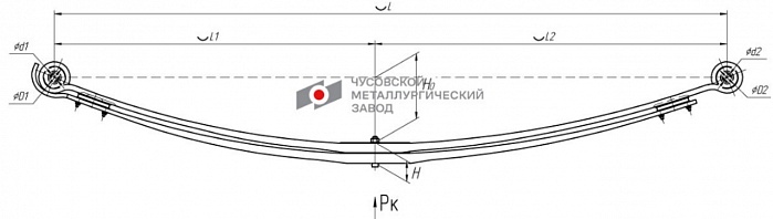 Передняя рессора Mercedes Actros 1831, 1835, 2031, 2523, 2528, 2531, 2532, 2535, 2540, 2628, 2631, 2640, 3231, 3331, 4140 | Atego 915, 917, 1015, 1017, 1214, 1215, 1217, 1225 2-листовая